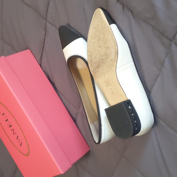 Vaneli Black and White Cap Toe Flats - Picture 4 of 5